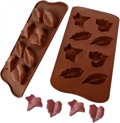 Forme Silicon pentru prăjituri,brioșe și jeleuri - Forma din silicon pentru jeleuri si bomboane, design frunze,8 alveole,21x10 cm