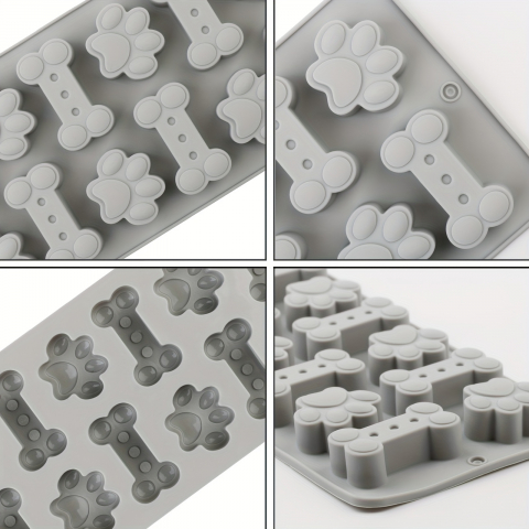 Forma din silicon pentru jeleuri si bomboane, design os catelus,12 alveole,20x10 cm [4]
