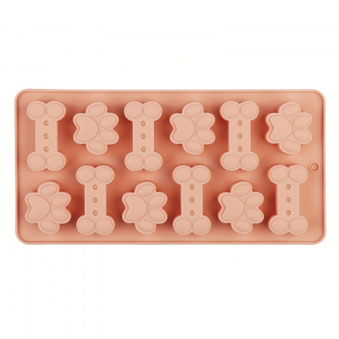 Forma din silicon pentru jeleuri si bomboane, design os catelus,12 alveole,20x10 cm [1]