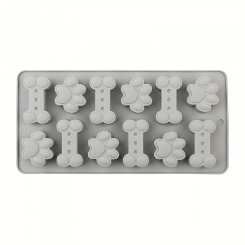 Forme Silicon pentru prăjituri,brioșe și jeleuri - Forma din silicon pentru jeleuri si bomboane, design os catelus,12 alveole,20x10 cm