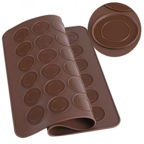 Forma din silicon pentru macarons, 2 dimensiuni, 48 orificii, 38,5 x 28,5 x 0,3 cm, maro [14]