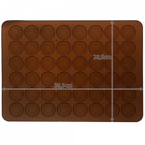 Forma din silicon pentru macarons, 2 dimensiuni, 48 orificii, 38,5 x 28,5 x 0,3 cm, maro [1]