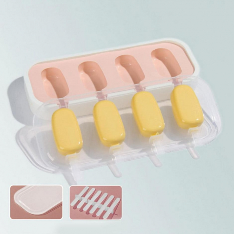 Forma inghetata din silicon cu 4 compartimente,bete si capac,21.5x12.5x2 cm [3]