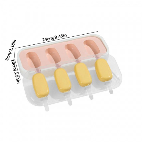 Forma inghetata din silicon cu 4 compartimente,bete si capac,21.5x12.5x2 cm [4]