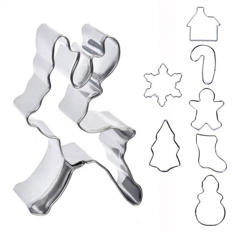 Articole pentru Craciun - Forme metalice pentru biscuiti,modele Craciun,8 bucati/set