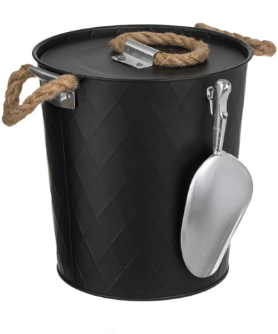 Frapiere și răcitoare pentru băuturi - Frapiera metalica neagra cu capac si scafa, 4.6L, Ø19.5x20.5 cm