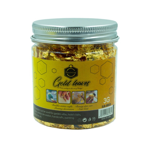 Produse art & craft-Lucru manual - Fulgi din foiță Schlagmetal (tamise), auriu, 3 g, borcănaș