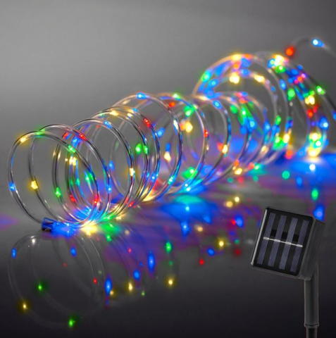 Felinare, stalpi si lampi solare - Furtun luminos solar cu 100 becuri LED, 4.95 m, multicolor