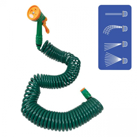 Gradinarit - Furtun spiralat pentru udare si pistol