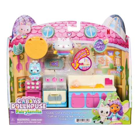 Figurine cu eroi si personaje - GABBYS DOLLHOUSE FAIRYLANDIA SET DE JOACA BUCATARIA MAGICA A PISICII CAKEY CU FIGURINE SI ACCESORII