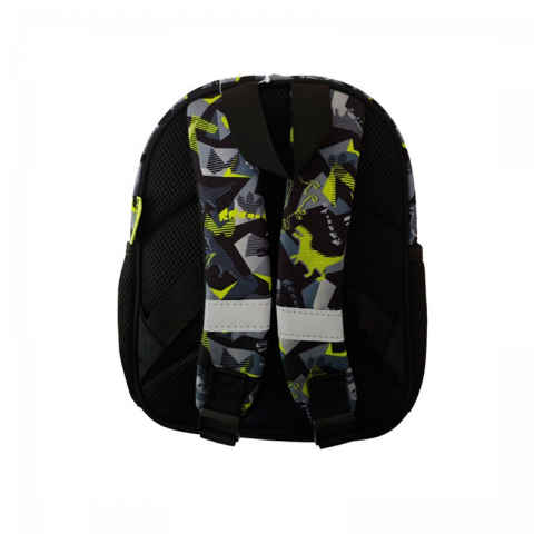 Ghiozdan baieti Bambino TRex  pentru gradinita,1 compartiment, negru cu verde,22x12x28 cm [1]