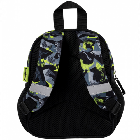 Ghiozdan baieti Bambino TRex  pentru gradinita,1 compartiment, negru cu verde,22x12x28 cm [3]