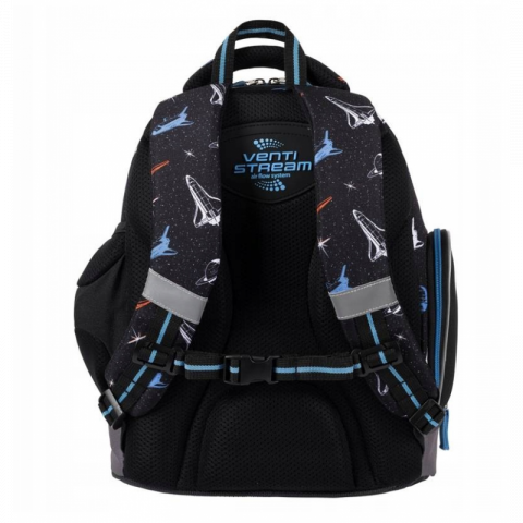 Ghiozdan Bambino Space pentru scoala, 2 compartimente, 3 buzunare, negru,31x20x37 cm [5]