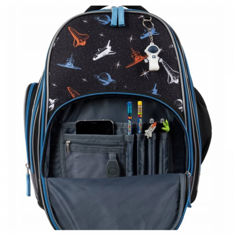 Ghiozdan Bambino Space pentru scoala, 2 compartimente, 3 buzunare, negru,31x20x37 cm [11]