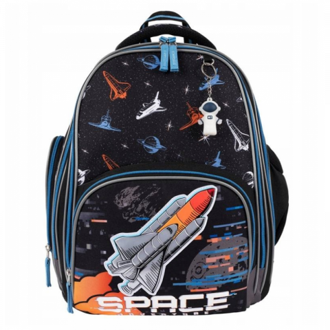 Ghiozdan Bambino Space pentru scoala, 2 compartimente, 3 buzunare, negru,31x20x37 cm [4]