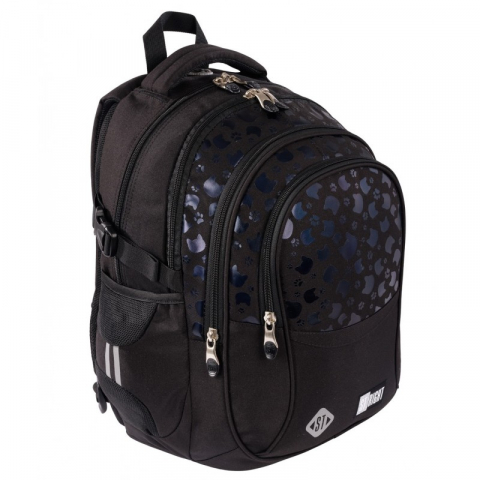 Ghiozdan Black Cats pentru scoala,4 compartimente, negru, 32x21x43 cm [1]