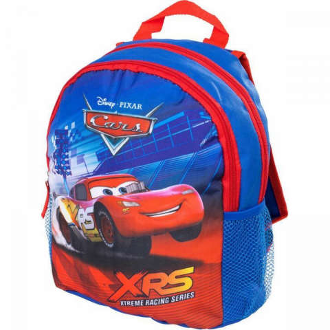 Ghiozdan Cars pentru gradinita, 2 compartimente, 2 buzunare, albastru cu rosu,22x13x29 cm [1]