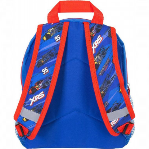 Ghiozdan Cars pentru gradinita, 2 compartimente, 2 buzunare, albastru cu rosu,22x13x29 cm [2]