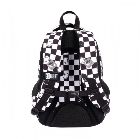 Ghiozdan Chess Cats pentru scoala,3 compartimente, negru cu alb,27x17x39 cm [2]