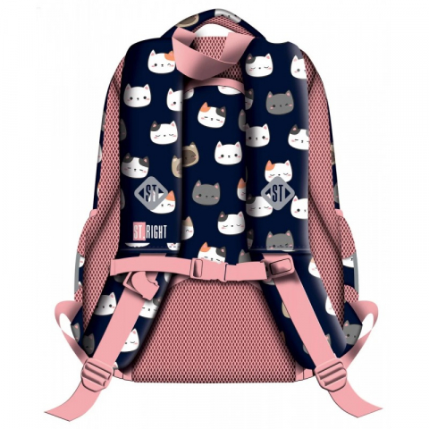 Ghiozdan Cuttie Kitties pentru scoala,3 compartimente, Navy Blue/Roz,27x17x39 cm [1]