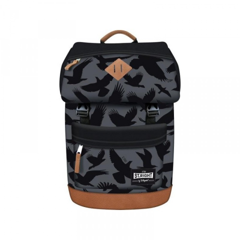 Papetarie & Birotica - Ghiozdan Eagle, pentru scoala, 1 compartiment, 2 buzunare, gri cu negru, 26x15x40 cm