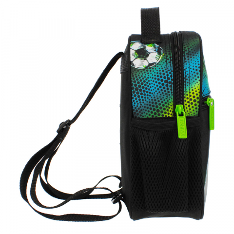 Ghiozdan Fotbal pentru gradinita, 1 compartiment,negru cu verde,20x9x25 cm [2]