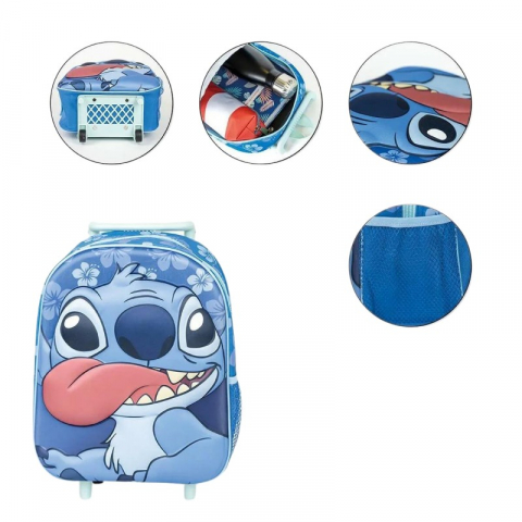 Ghiozdan gradinita tip troller Stitch 3D, 1 compartiment, albastru,25x10x31 cm [7]