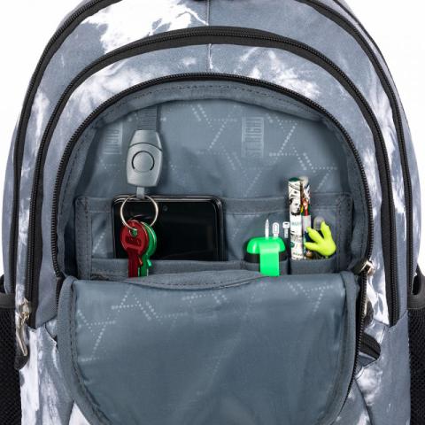 Ghiozdan Grey Clouds pentru scoala, 3 compartimente, 4 buzunare, gri cu negru,30x19x42 cm [7]