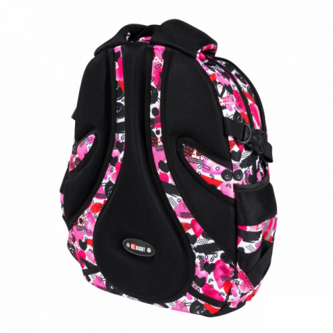 Ghiozdan Hearts pentru scoala, 4 compartimente, 2 buzunare, rosu cu negru,21x32x43 cm [2]
