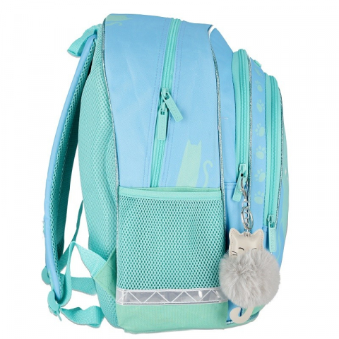 Ghiozdan pentru scoala clasele I-IV,3 compartimente, model piscuta,turcoaz,29x20x39 cm [1]