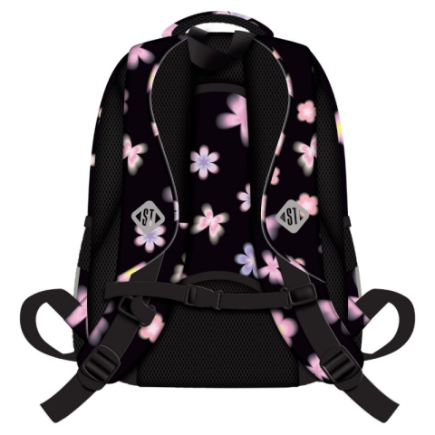 Ghiozdan scoala fete St. Majewski Flower Mood, 4 compartimente, negru, 40x28x18 cm [1]