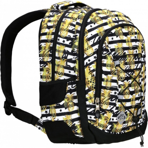 Ghiozdan scoala model Tropical Party Ananas, 3 compartimente, negru cu galben,40x30x20 cm [2]