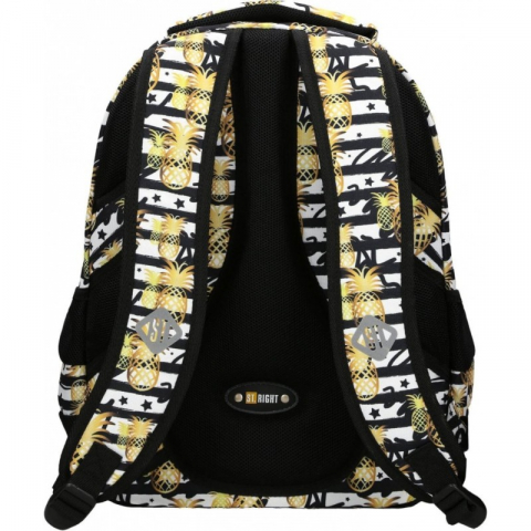Ghiozdan scoala model Tropical Party Ananas, 3 compartimente, negru cu galben,40x30x20 cm [3]