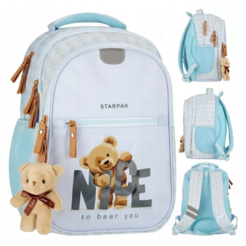 Ghiozdane Scoala - Ghiozdan scoala pentru copii Starpak Bear, 3 compartimente, albastru, 40x29x20 cm