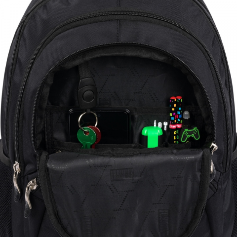 Ghiozdan St.Right Black pentru scoala, 4 compartimente, 2 buzunare, negru, 30x19x42 cm [5]