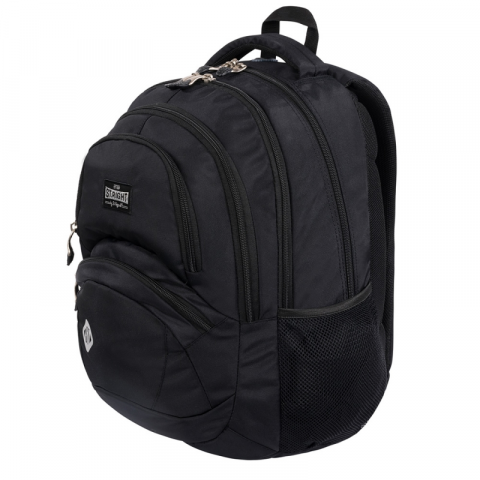 Ghiozdan St.Right Black pentru scoala, 4 compartimente, 2 buzunare, negru, 30x19x42 cm [3]