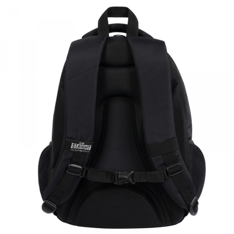 Ghiozdan St.Right Black pentru scoala, 4 compartimente, 2 buzunare, negru, 30x19x42 cm [2]