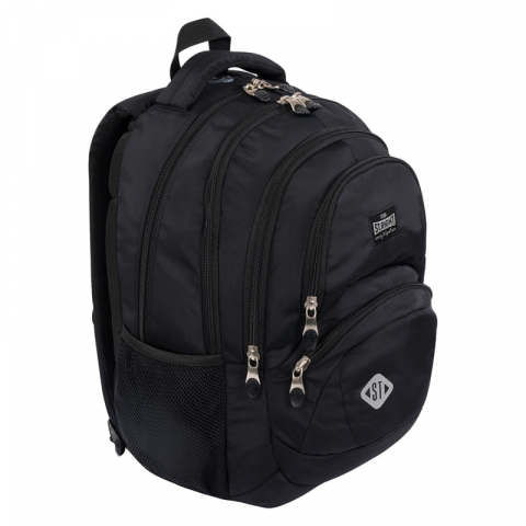 Ghiozdan St.Right Black pentru scoala, 4 compartimente, 2 buzunare, negru, 30x19x42 cm [1]