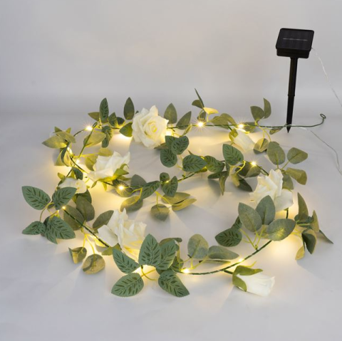 Ghirlanda solara cu flori si 20 LED flash, 1.9 m, alb cald [0]