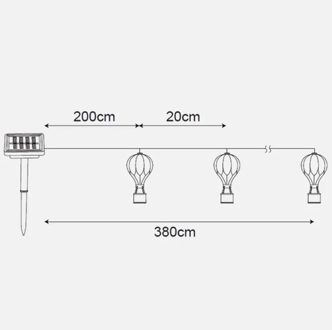 Ghirlanda solara cu lumini balon cu aer cald, 3.8 m, 10 buc/set, lumina alb cald [4]