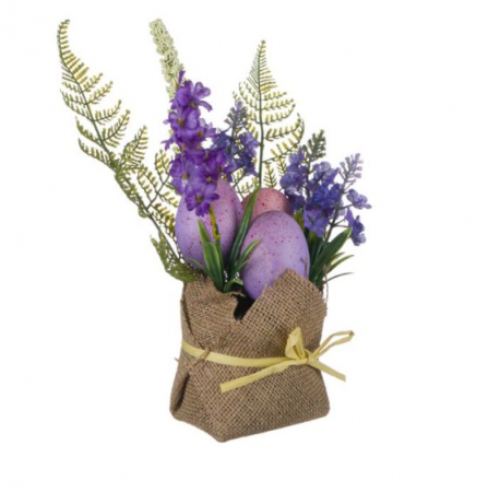 Ghiveci decorativ cu oua si flori de lavanda  pentru Paste [1]