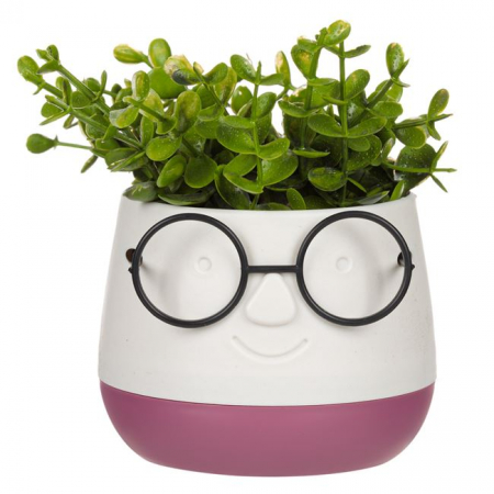 Decoratiuni - Ghiveci fata zambitoare cu planta artificiala