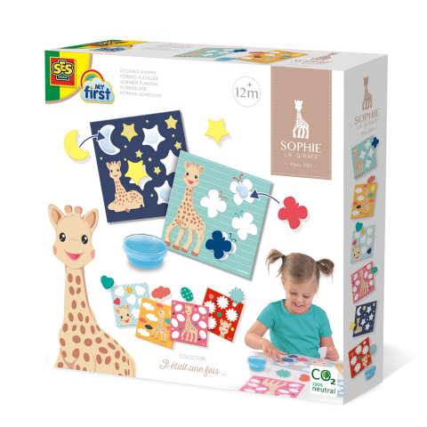 Seturi pictura cu degetele Baby Finger - Girafa Sophie – Lipește forme, set creativ cu mozaic din hârtie