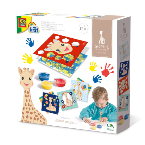 Seturi pictura cu degetele Baby Finger - Girafa Sophie – Set acuarele pentru degete cu planșe, activități creative 12 luni+