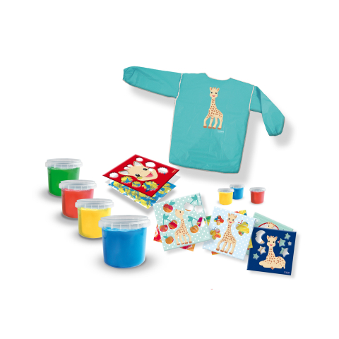 Girafa Sophie – Set acuarele pentru degete cu planșe și șorț, 12 luni+ [1]