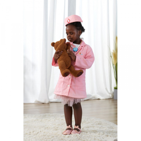 Halat cu boneta de asistenta medicala pentru fetite,roz,+3 ani [2]