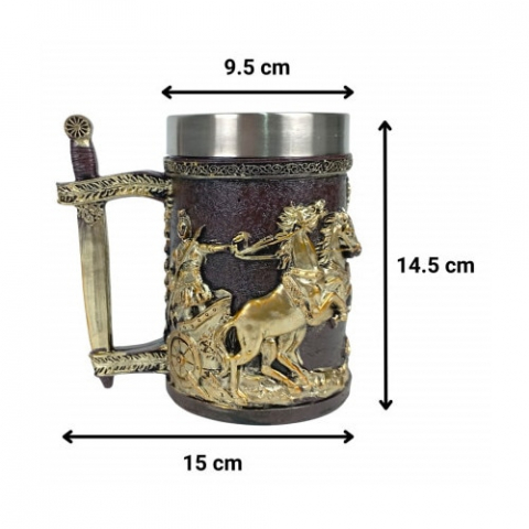 Halba de bere model medieval cavaler roman, inox si rasina ,600 ml [1]