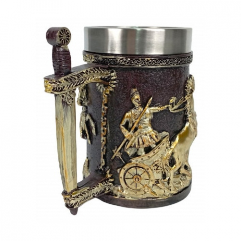 Halba de bere model medieval cavaler roman, inox si rasina ,600 ml [4]