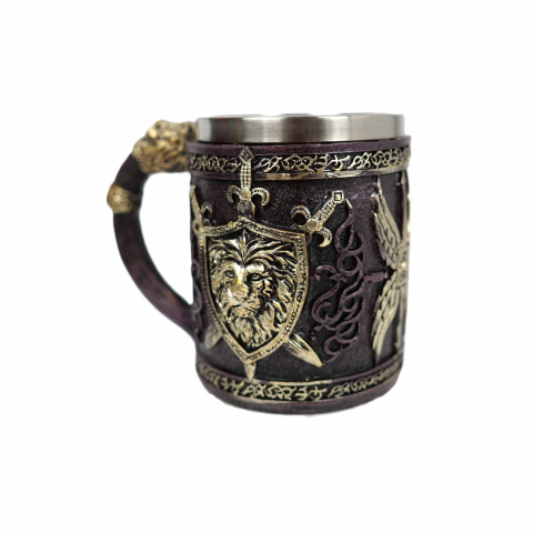 Halba de bere model medieval scut si leu, inox si rasina ,400 ml [2]