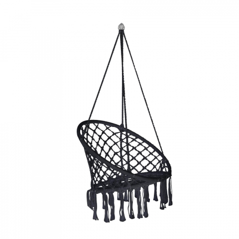 Corturi, saltele si hamace - Hamac tip scaun pentru 1 persoana, Diametru 80 cm, gri inchis, Pliabil